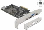 Delock PCI Express x4 Kártya - 3 x USB Type-C + 2 x A-típusú USB - SuperSpeed USB 10 Gbps - alacson (90060) (90060) - aqua