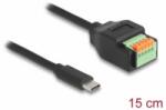 Delock ? USB Type-C 2.0 kábel apa - terminal block adapter lenyomó gombbal 15 cm (66066) (66066)