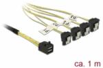 Delock Kábel Mini SAS HD SFF-8643 >4 x SATA 7 érintkezős hüvely 90 fokban ívelt 1 m (85685) (85685)