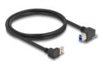 Delock USB 5 Gbps kábel A-típusú USB apa 90 -ban lefelé hajlított B-típusú USB apa csavarral 90 -ban jobbra hajlított 1 m fekete (80481) (80481)
