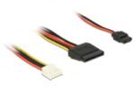 Delock Tápkábel 4 tus Floppy-csatlakozóhüvellyel > 15 tus SATA-csatlakozóhüvellyel (5 V + 12 V) + 6 (84932) - aqua