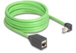 Delock RJ45 hálózat bővítő kábel Cat. 6A apa lefelé néző csatlakozódugóval - anya SF/UTP alkalmas kábelvezető láncokhoz PUR (TPU) 5 m (80888) - aqua