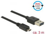 Delock Kábel, EASY-USB 2.0-s A-típusú csatlakozódugó > EASY-USB 2.0-s Micro-B típusú csatlakozódugó, (83851) - aqua