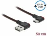 Delock EASY-USB 2.0 kábel A-típusú csatlakozódugó - USB Type-C csatlakozódugó, ívelt bal / jobb, 0, (85280) (85280) - aqua