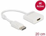 Delock Adapter DisplayPort 1.2-dugós csatlakozó-HDMI-csatlakozóhüvely 4K aktív fehér (63586) (63586) - aqua