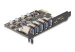 Delock USB 5 Gbps sebességű PCI Expressz x1 kártya - 5 db. külső Á-típusú + 2 db. külső USB Type-C anya (90346)
