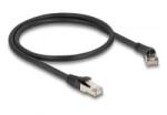Delock RJ45 hálózati kábel Cat. 8.1 S/FTP 45 -ben jobbra hajlított apa egyenes apa, akár 40 Gbps, 0, 5 m, fekete (80627) (80627)