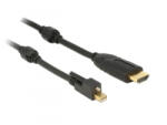 Delock Kábel mini Displayport 1.2-dugós csatlakozó csavarral > HDMI-csatlakozódugó 4K aktív fekete2m (83730) - aqua