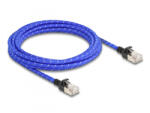 Delock RJ45 hálózati kábel fonott borítással Cat. 6A U/FTP Slim, 3 m, kék (80379) (80379)