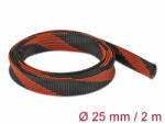 Delock Fonott kábelharisnya nyújtható 2 m x 25 mm fekete-piros (20748) - aqua