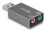 Delock Külső USB hangkártya 2 x 3, 5 mm-es sztereo jack Plug & Play audio adapterrel személyi számítógépekhez, laptopokhoz és Mac (66633) - aqua