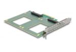 Delock PCI Express 4.0 x8 kártya - 2 x belső U. 2 NVMe SFF-8639 - elágazás (H x Sz 144 x 122 mm) (90162) (90162) - aqua