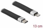 Delock FPC lapos csík kábel USB Type-C - Lightning iPhone , iPad és iPod készülékhez 13 cm (86941) - aqua