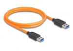 Delock USB 5 Gbps kábel A-típusú USB apa - A-típusú USB apa kötött felvételre 1 m narancs színű (87962) (87962)