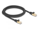 Delock RJ45 hálózati kábel fonott borítással Cat. 6A S/FTP apa - apa 2 m fekete (80318)