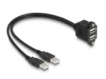 Delock USB 2.0 kábel 2 x USB A-típusú apa végződéssel, valamint egy 2 x USB A-típusú anya csavarokkal beépített végződéssel 1 m, fekete (88105) - aqua
