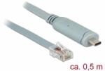 Delock Adapter USB 2.0 C-típusú apa > 1 x soros RS-232 RJ45 apa 0, 5 m szürke (89917) - aqua