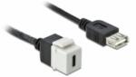 Delock Keystone modul, USB 2.0 C-csatlakozóhüvely > USB 2.0 A-csatlakozóhüvely, kábellel (86391) - aqua