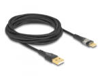 Delock USB 2.0 kábel A-típusú apa - USB Type-C apa gyors töltővel 60 W áttetsző 3 m (80762) (80762)