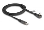 Delock USB 2.0 Laposkábel USB Type-C apa - USB Type-C apa USB Type-C apa hajlított PD 3.0 60 W 1 m fekete (80751)