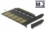 Delock PCI Express x16-kártya > 5 x belső M. 2 aljzat B nyílással / SATA (90435) (90435) - aqua