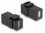 Delock Keystone modul, USB 2.0 A-csatlakozóhüvely > USB 2.0 A-csatlakozóhüvely, fekete (87829) - aqua