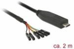Delock átalakító USB Type-C 2.0 apa LVTTL-hez 3, 3 V 6 tűs fejlécű, anya 6 tűs fejlécű, 2, 0 m (63946) (63946)