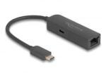 Delock Szürke USB Type-C adapter tápellátó portos 2, 5 Gigabit LAN-hez 100 watt (66938)