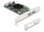 Delock PCI Express x4 kártya - 2 x külső USB 5 Gbps A-típusú és 2 x belső USB 5 Gbps A-típusú kettős csatorna - alacsony profilú (90282)