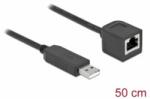 Delock Soros kapcsolati kábel FTDI chipszettel, USB 2.0 A-típusú apa - RS-232 RJ45 anya, 50 cm hossz (64163) - aqua