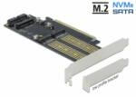 Delock PCI Express x16 Kártya - 1 x M. 2 B-kulcs + 1 x NVMe M. 2 M-kulcs + 1 x mSATA - alacsony profil (90486) (90486)