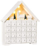 HOMCOM Adventi naptár 24 fiókkal és LED-fényekkel, fehér, 39 x 9 x 42 cm (830-416)