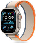 Apple Watch 4-6, SE, SE (2022) (42 / 44 mm) / Watch 7-9 (45 mm) / Watch 10 (46 mm) / Watch Ultra 1-2 (49 mm), textíl pótszíj, nylon, állítható, légáteresztő, TP Nylon, krém/narancssárga