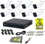 Dahua Kit de supraveghere complet Dahua 8 camere 2MP IR 80m Lentila 3.6mm, DVR 8 canale WizSense 1080N/720p, accesorii montaj + CADOU Autocolant Rovision SafetyGuard Surveillance