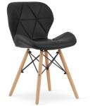 LEOBERT Scaun stil scandinav, Artool, Lago, piele ecologica, lemn, negru, 47x38x73 cm (3325_1)