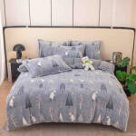 Jojo Home Lenjerie de pat dublu cocolino, 4 piese cu elastic, gri cu ursi si brazi-A950 (A950) Lenjerie de pat