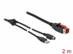 Delock PoweredUSB kábel apa 24 V > A-típusú USB apa + Mini-DIN 3 tűs apa 2 m, POS nyomtatókhoz és cs (85941) (85941)