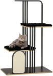 PawHut Macskakaparó párnával, 128 cm magas kaparódeszkával, 2 platformmal, strapabíró acél váz, (D30-624V00BK) - deco24