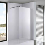 STUXI Milano Black Walk-in zuhanyfal, 140x200 cm, 8 mm vastag vízlepergető biztonsági üveggel, 200 cm magas, fekete profillal és távtartóval (TL-6615B-140)