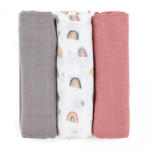  Bambusz muszlin 3db-os pelenka 68 x 68 cm - Moussy Rose Rainbows - babastar