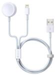 DEVIA SMART töltőkábel 2in1 (USB - lightning 8pin + Apple Watch mágneses, 5V / 2A, PD gyorstöltés, 120cm) FEHÉR (EA199)