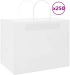 vidaXL Хартиени торбички 250 бр с дръжки бели 32x22x24 см (4101623)