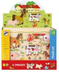 Woodyland Puzzle din lemn pentru copii cu animale de la ferma (90252) - ookee