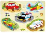 Woodyland Puzzle din lemn cu sunete - Vehicule (90331)