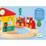 DJECO Set Tren din lemn cu sine si statie, Minitrain, Djeco 06389 (DJ06389) Trenulet