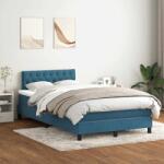 vidaXL sötétkék bársony rugós ágy matraccal 120x210 cm (3317167)