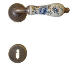 Nestori Italy Samoha-Diána Körrozettás Fehér-Kék Virágos Porcelán Betétes Patinás Antik BB (32-601166-51)