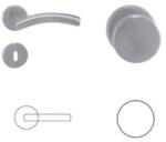 Gomboss/perfekto Alex Din Fix Csapos Körrozettás BB Rozsdamentes Inox BB Asszimetrikus Gomb/Kilincs (70-600226-51-GE)