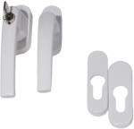 Gomboss/Perfekto Nagyalakú Ablakfélkilincs Zárható/Sima Pár Fehér + PZ Oválrozetta (65-656074-75)