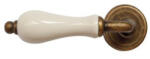Nestori Italy Samoha-Diána Körrozettás Fehér Porcelán Betétes Patinás Antik (Csak Kilincs Felső Rozettán) (32-601165-50-K)
